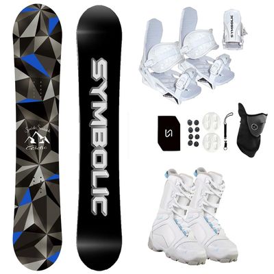 Symbolic Arctic Girl's 2023 Snowboard & Bindings & Boots Complete Package (White Binding+Avalanche Boot Wht Blu 6, 120cm Arctic Rocker)