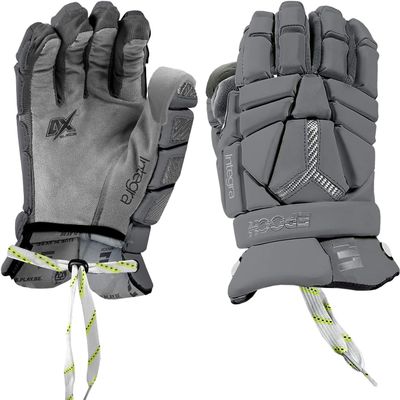 Epoch Lacrosse Integra Elite Lacrosse Unisex-Adult Sport Activity Glove for Goalies with Tri-Layer Dual-Density Foam and Adjustable Wrist, 14", X-Large, Grey