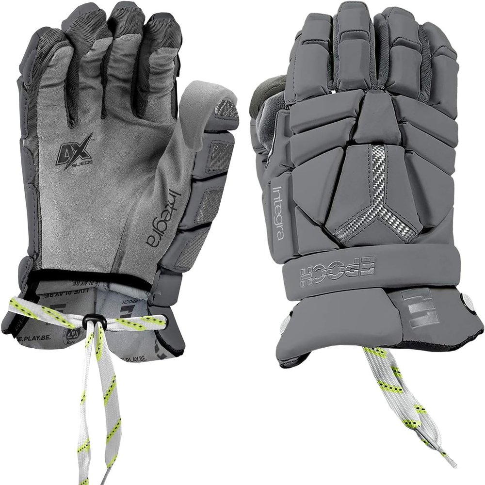 Epoch Lacrosse Integra Elite Lacrosse Unisex-Adult Sport Activity Glove for Goalies with Tri-Layer Dual-Density Foam and Adjustable Wrist, 14", X-Large, Grey