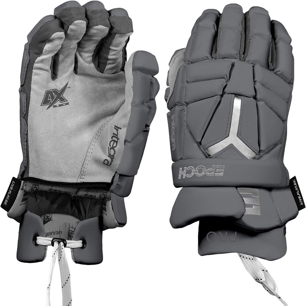 EPOCH LACROSSE - Elite Integra Pro Lacrosse, Unisex-Adult Sport Activity Glove with Dual-Density Foam and Adjustable Wrist, 10", Small, Grey