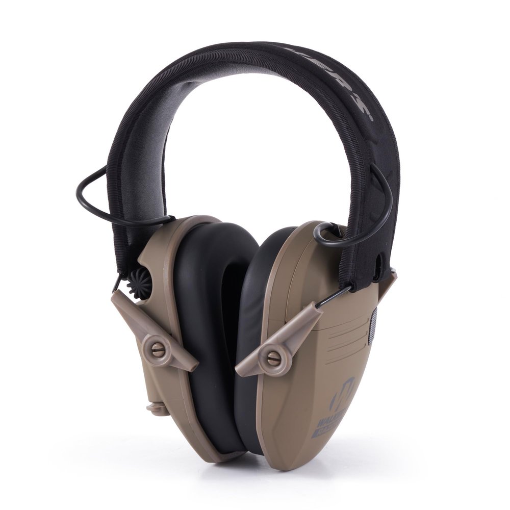 Walker's Razor Slim Shooter Electronic Hunting Folding Hearing Protection Earmuffs with 23dB Noise Reduction and Sound Amplification, Dark Earth
