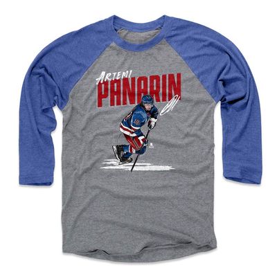 500 LEVEL Artemi Panarin 3/4 Sleeve T-Shirt (Baseball Tee, XXX-Large, Royal/Heather Gray) - Artemi Panarin Chisel WHT