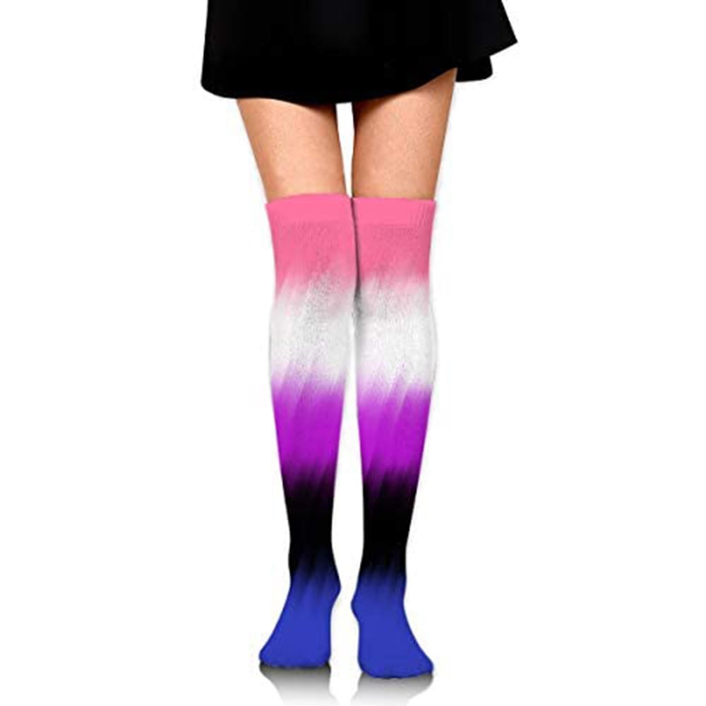 SEAEAGLE Genderfluid Pride Flag Women Thigh High Socks Over Knee High Stockings Long Boot Socks