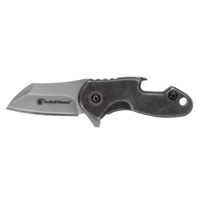 Smith & Wesson Drive 3.25in S.S. Folding Keychain Knife with 1.25in Modified Tanto Blade and Stonewashed Handle for Outdoor, Tactical, Survival and EDC