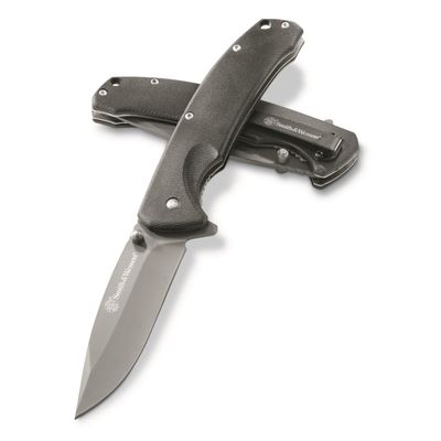 Smith & Wesson Velocite 7.75in High Carbon S.S. Assisted Folding Knife with 3.5in Clip Point Blade and Polymer Handle for Outdoor, Tactical, Survival and EDC,Black