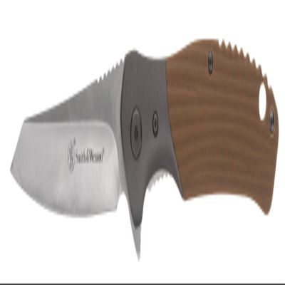 Smith & Wesson Stave 7.75in High Carbon S.S. Ultra Glide Folding Knife with 3.25in Clip Point Blade and Stainless/G10 Handle for Outdoor, Tactical, Survival and EDC