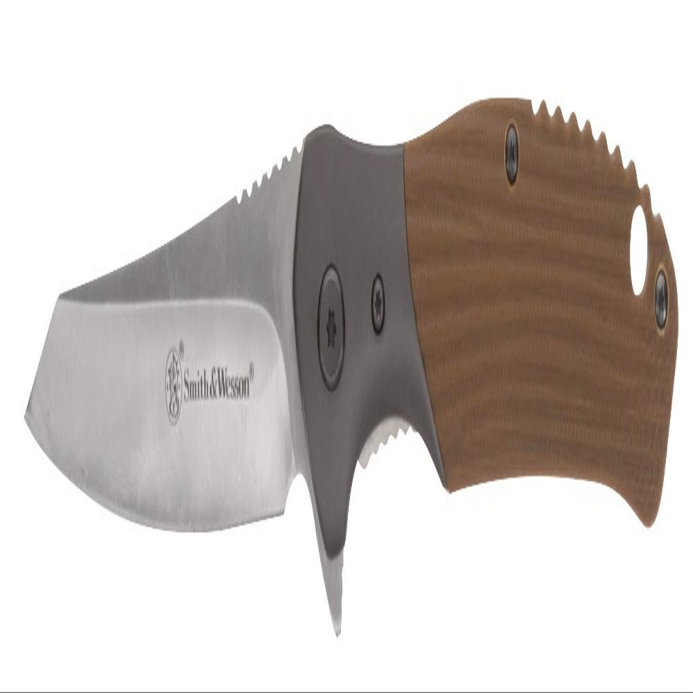Smith & Wesson Stave 7.75in High Carbon S.S. Ultra Glide Folding Knife with 3.25in Clip Point Blade and Stainless/G10 Handle for Outdoor, Tactical, Survival and EDC