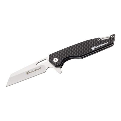 Smith & Wesson Sideburn 7.25in High Carbon S.S. Ultra Glide Folding Knife with 3in Wharncliffe Blade and G10 Handle for Outdoor, Tactical, Survival and EDC,Black
