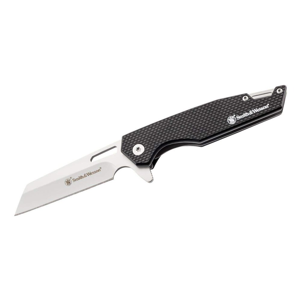 Smith & Wesson Sideburn 7.25in High Carbon S.S. Ultra Glide Folding Knife with 3in Wharncliffe Blade and G10 Handle for Outdoor, Tactical, Survival and EDC,Black