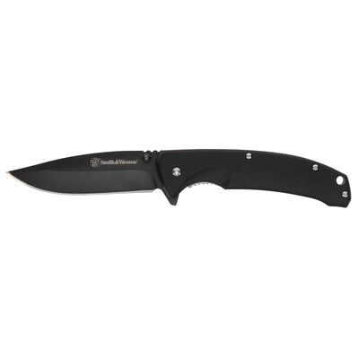 Smith & Wesson Velocite 7.75in High Carbon S.S. Assisted Folding Knife with 3.5in Clip Point Blade and Polymer Handle for Outdoor, Tactical, Survival and EDC,Black