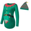 Women's Maternity Christmas Long Sleeve T-Shirt Side Ruched Tops Elf Pregnancy Clothes (Green, Medium) view 1