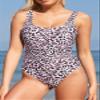 SHEKINI Women's Retro Square Neck One Piece Swimsuits Plunge Backless Bathing Suits (Leopard Printing, Medium) view 3