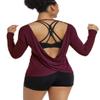 Muzniuer Long Sleeve Workout Shirts for Women Long Sleeve Yoga Tops Backless Yoga Tops Backless Open Back Cross Blouses Open Shirts Darkpurple XL view 1
