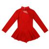inlzdz Kids Girls Long Sleeves Ice Roller Skating Dress Keyhole Back Ballet Dance Gymnastics Leotard Red 8 view 4