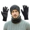 MAYLISACC Winter 3 Pcs Slouchy Beanie Hat-Scarf-and-Glove Set for Men and Women BlackGrey view 1