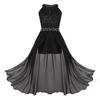 Aislor Big Girls Floral Lace Rhinestone Chiffon Lyrical Dance Dress Kids Princess Birthday Wedding Formal Ball Gowns Black 10 Years view 1