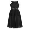 Aislor Big Girls Floral Lace Rhinestone Chiffon Lyrical Dance Dress Kids Princess Birthday Wedding Formal Ball Gowns Black 10 Years view 2