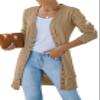 MEROKEETY Women's 2026 Spring Long Sleeve Cardigan Sweater Lightweight Snap Button Down Open Front Casual Outfit, Khaki, L view 1