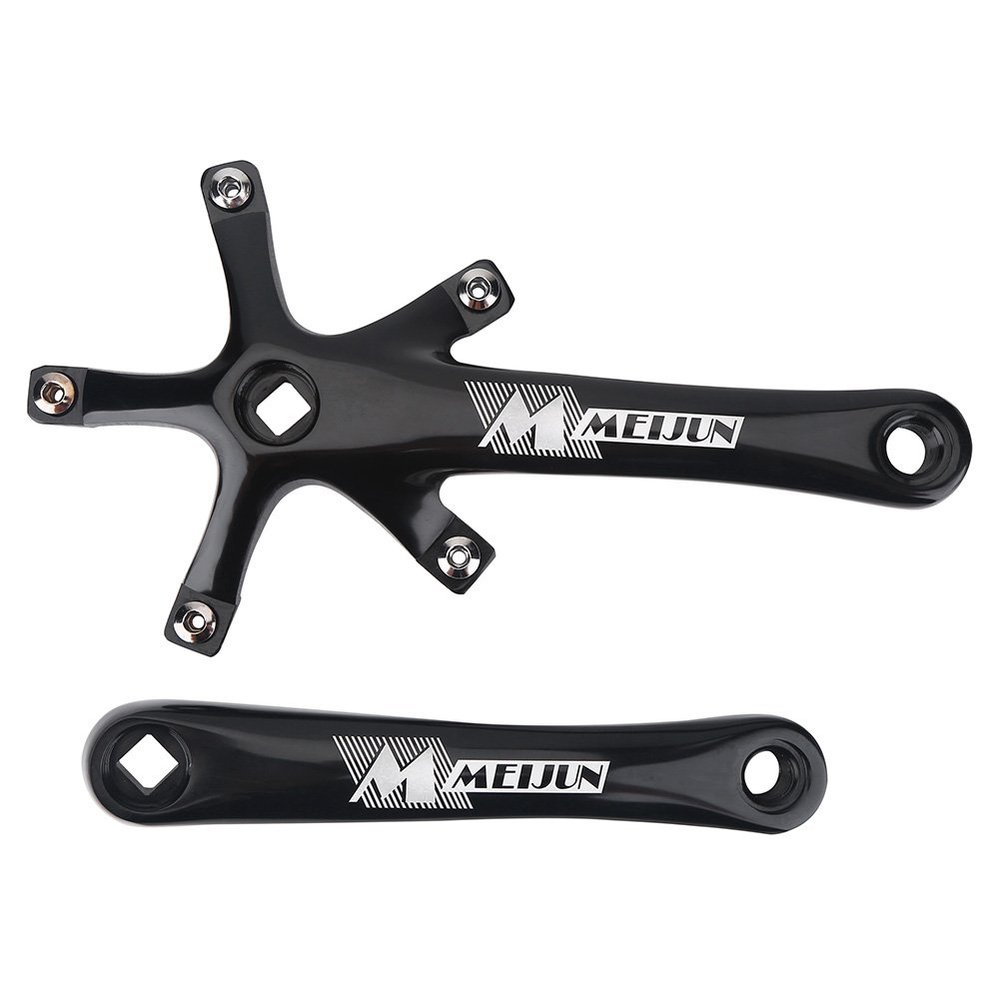 Keenso Crank Arms, 1 Pair Universal 170mm Aluminium Alloy Single Crankset Crank Arm Set Repair Parts BCD 130 mm for Mountain Road Bike(Black)