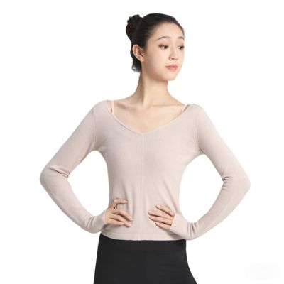 119146007 Long Sleeve Pull On Dancewear Ballet Sweater Dance Tops (M, Beige)