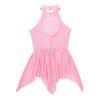 Aislor Big Girls Lyrical Ballet Dance Leotard Dresses Halter Sequins Irregular Figure Ice Skating Skirts Pink 6 Years view 4