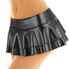 Moily Women's Shiny Metallic Low Rise Double Layered Ruffled Frilly Mini Skirt Club Rave Dance Black Large view 2