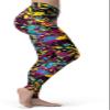 sissycos Women's 80s Leggings Artistic Splash Printed Buttery Soft Stretchy Pants (X-Large, Splash Graffiti) view 4