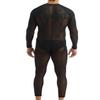 ACSUSS Men's Long Sleeve Mesh Bodysuit Leotard Catsuit See Through Singlet Wrestling Underwear Black Large view 3
