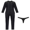 ACSUSS Men's Long Sleeve Mesh Bodysuit Leotard Catsuit See Through Singlet Wrestling Underwear Black Large view 4