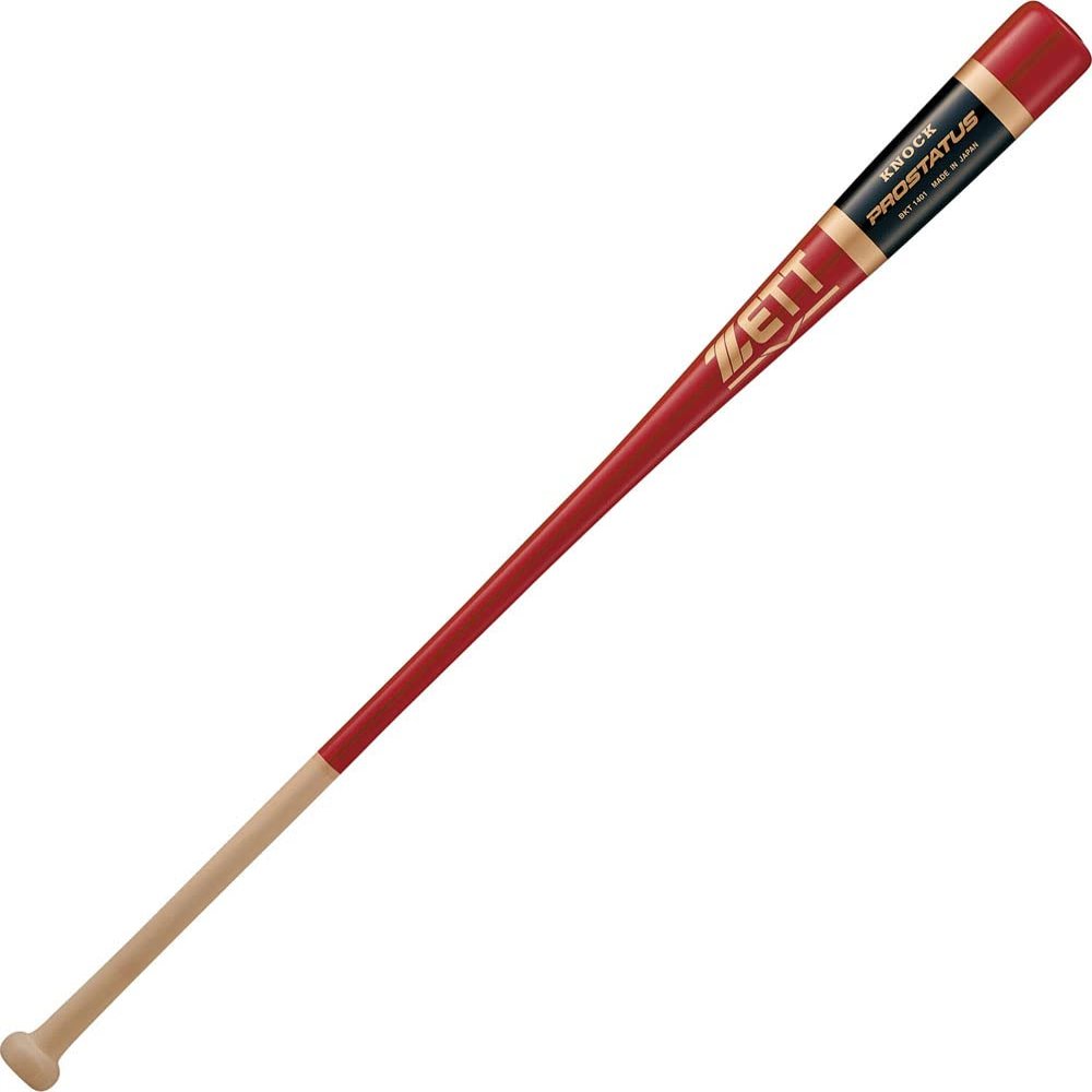 Zett BKT1401 Baseball Pro Status Knock Wooden Bat 36.6 inches (93 cm), 19.6 oz (560 g), Red (6400), Made in Japan