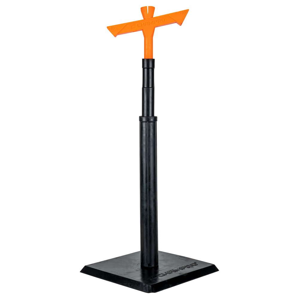 CHAMPRO Attack Angle Batting Tee, Adjustable Height and Durable Rubber Construction, (27 to 42 inches), Black, orange