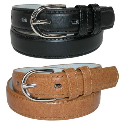 CTM Kid's Basic Leather Dress Belt (Pack of 2 Colors), Medium, Black and Tan