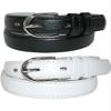 CTM Kid's Basic Leather Dress Belt (Pack of 2 Colors), Xlarge, Black and White view 3