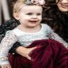 2Bunnies Girl Peony Lace Back A-Line Straight Tutu Tulle Party Flower Girl Dress (Burgundy Sleeve Short, 6) view 2