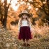 2Bunnies Girl Peony Lace Back A-Line Straight Tutu Tulle Party Flower Girl Dress (Burgundy Sleeve Short, 6) view 3