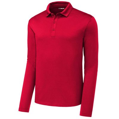 DRIEQUIP Men's UPF 50 Protection Long Sleeve Performance Polo-M-TrueRed