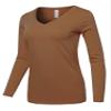 A2Y Basic Solid Soft Cotton Long Sleeve V-Neck Top T-Shirt Light Brown S view 2