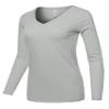 A2Y Basic Solid Soft Cotton Long Sleeve V-Neck Top T-Shirt Light Grey S view 2