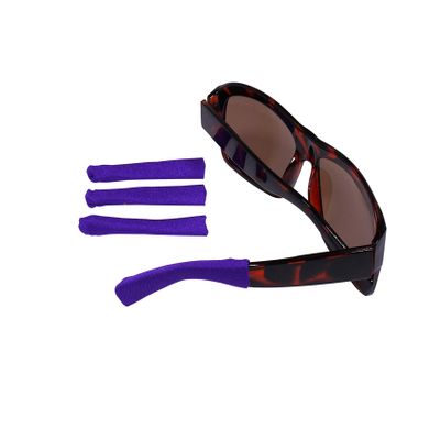Soft Eyeglass Temple Tip Sleeves for Men, Women & Kids - (Purple, Small)