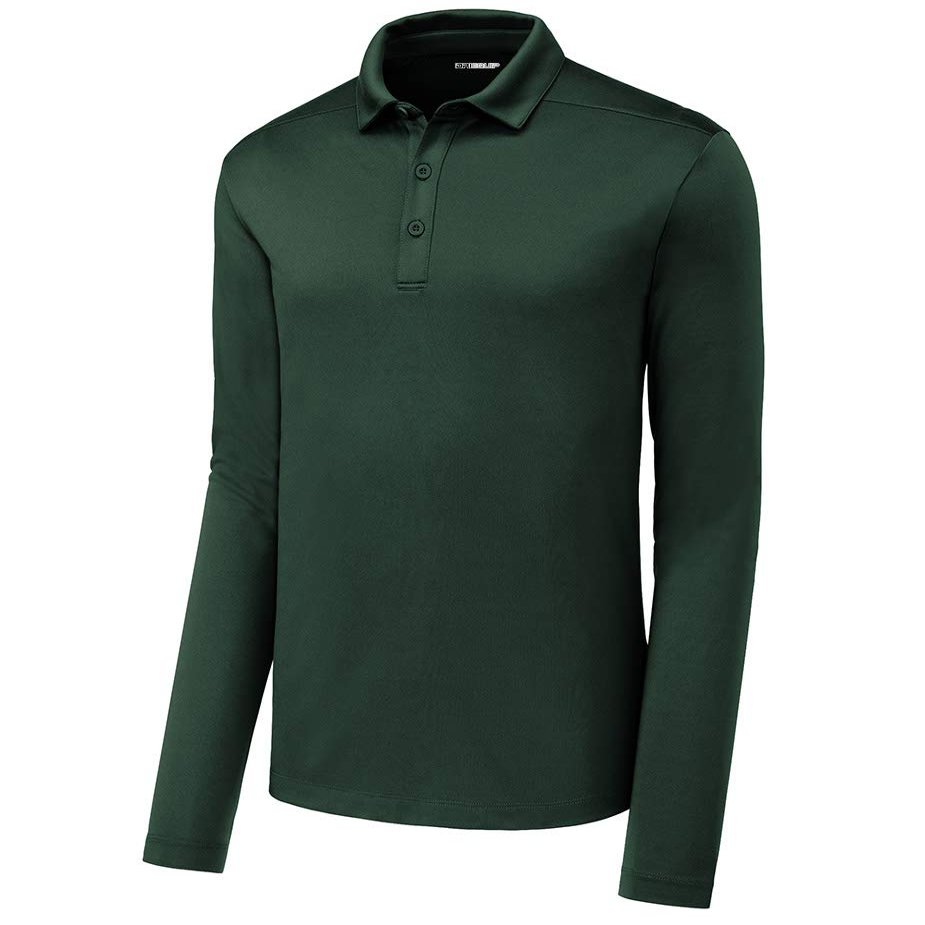 DRIEQUIP Men's UPF 50 Protection Long Sleeve Performance Polo-S-ForestGreen