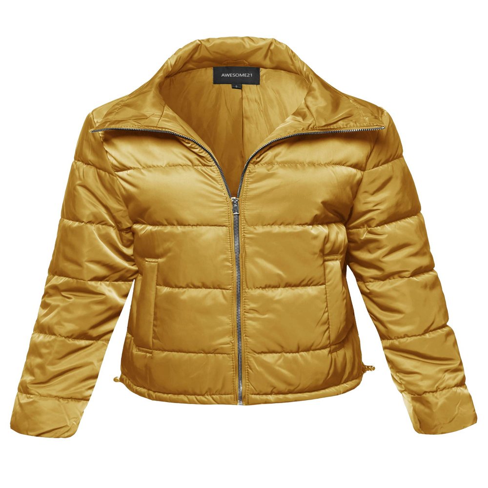 Awesome21 Solid Basic Quilted Light Padded Jacket Dark Mustard S