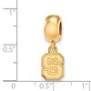 North Carolina State University Wolfpack School Letters Dangle Charm Bead in Gold Plated Sterling Silver 10 mm x 8 mm view 2