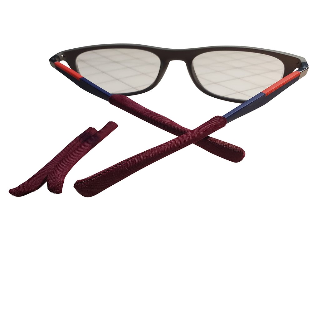 Soft Eyeglass Temple Tip Sleeves for Men, Women & Kids - Burgundy Small