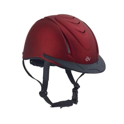 Ovation Adults' Equestrian Horse Riding Lightweight Comfortable Adjustable Low-Profile Metallic Schooler Helmet, Red, M/LG