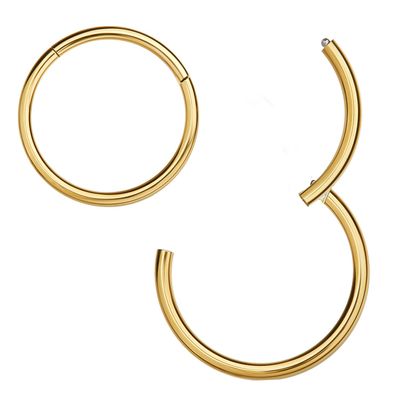 MissNity 316L Surgical Steel Hinged Nose Rings Hoop 18G 18 Guage Clicker Segment Nose Hoop, 14K Gold, 8mm