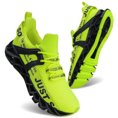 COKAFIL Mens Running Shoes Athletic Walking Blade Tennis Shoes Fashion Sneakers,Green,8.5