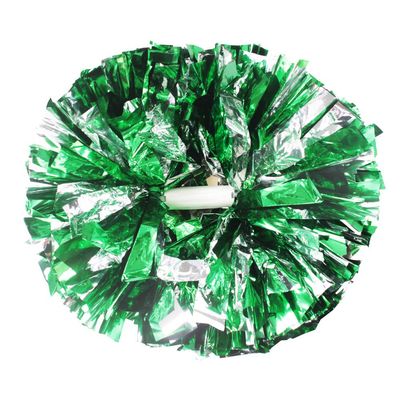 Hooshing 2PCS Green and Silver Pom Poms Cheerleading with Baton Handle for Team Spirit Sports Dance Cheering