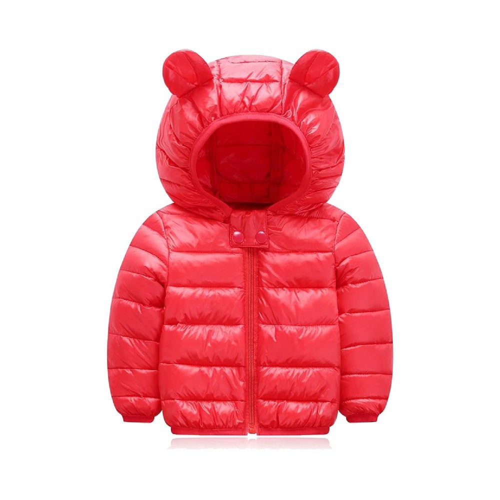 Toddler Baby Girl Winter Puffer Jacket Coat Hooded Light Weight Padded Outwear Red 2-3T
