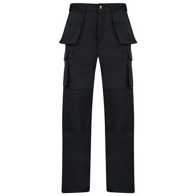 Absolute Apparel Mens Workwear Utility Cargo Trouser (38R) (Black)