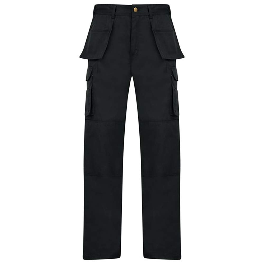 Absolute Apparel Mens Workwear Utility Cargo Trouser (38R) (Black)